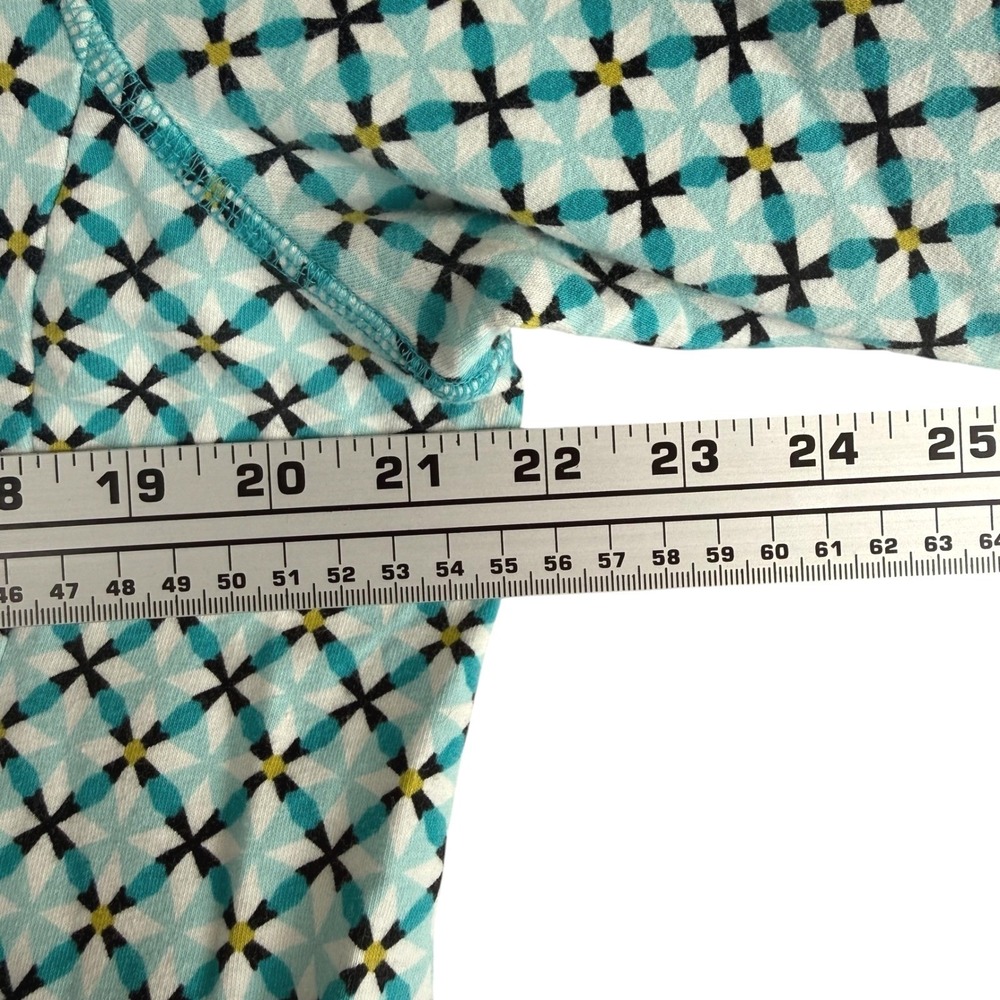 Talbots Pullover‎ Women Size M Teal Geometric Starburst 1/4 Zip French Terry - Picture 6 of 8